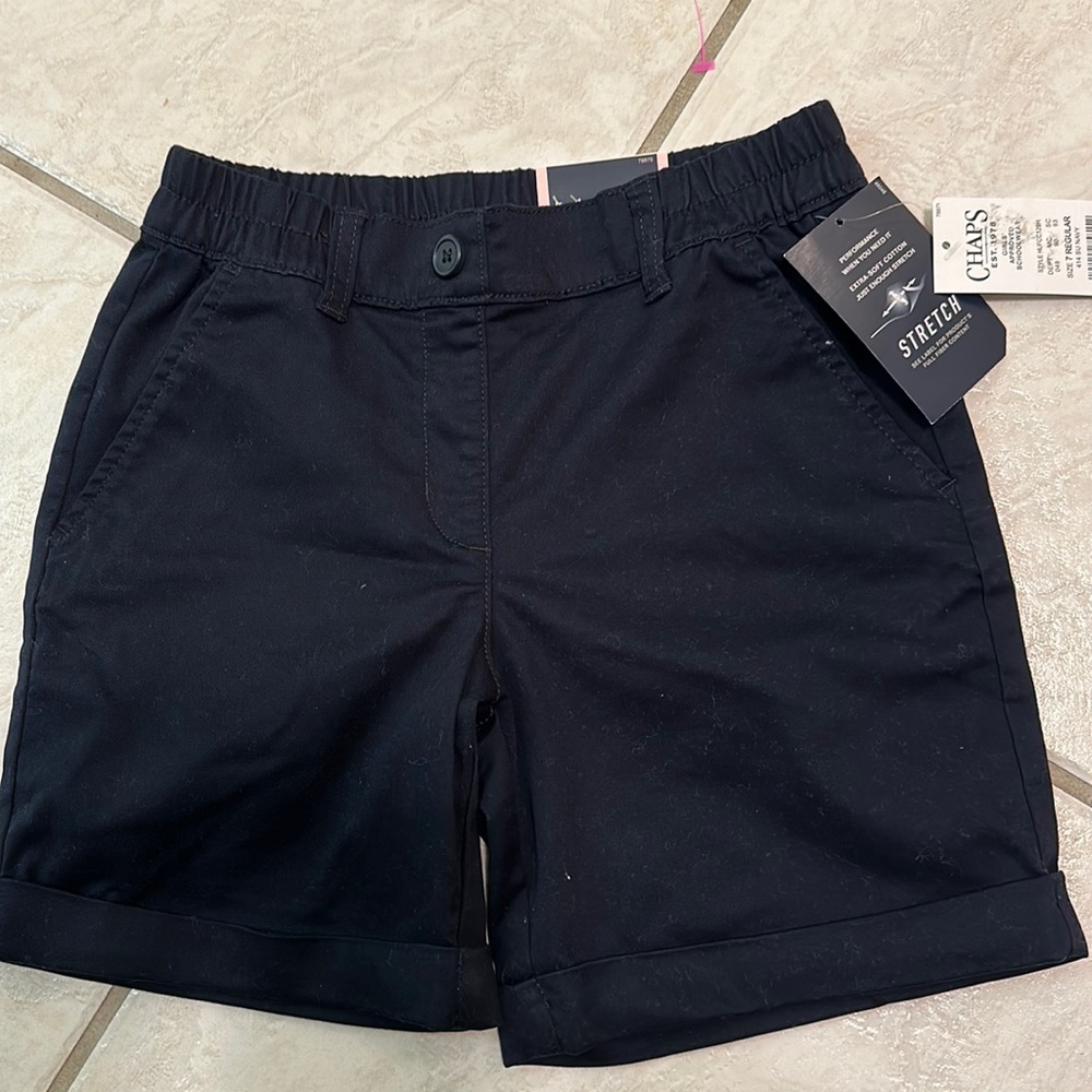 NWT Chaps Sz 7 boys shorts navy blue
